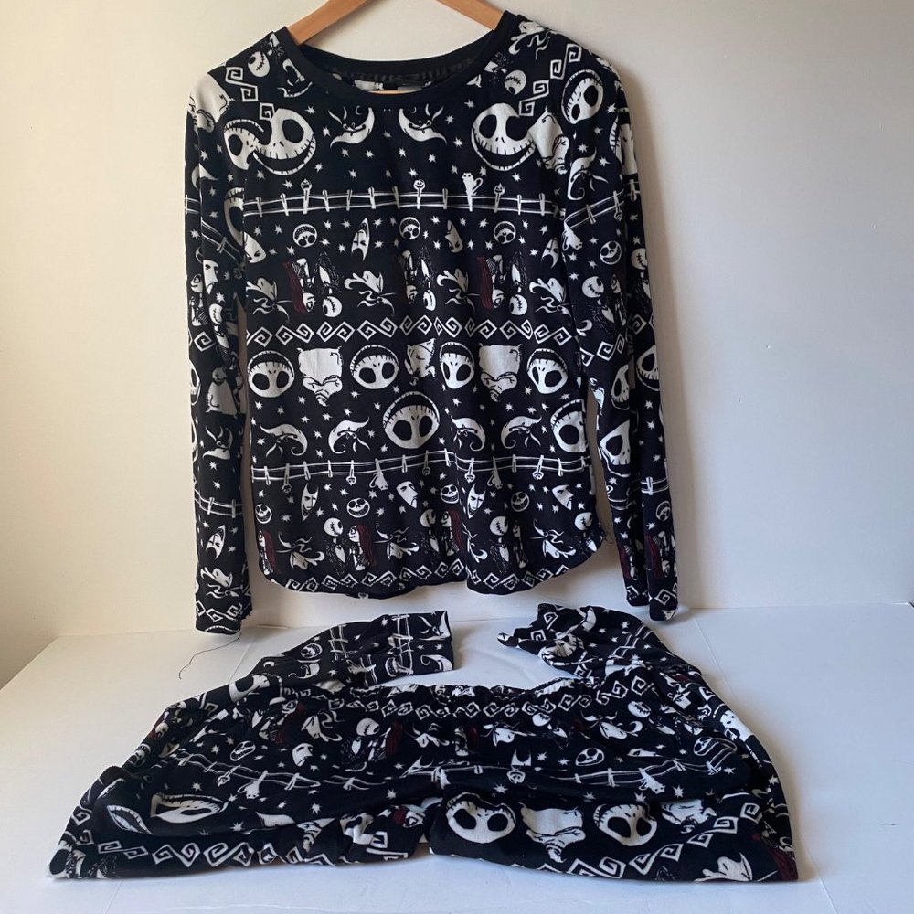 Disney Tim Burton Nightmare Before Christmas black pajama pj microfleece M 8-10